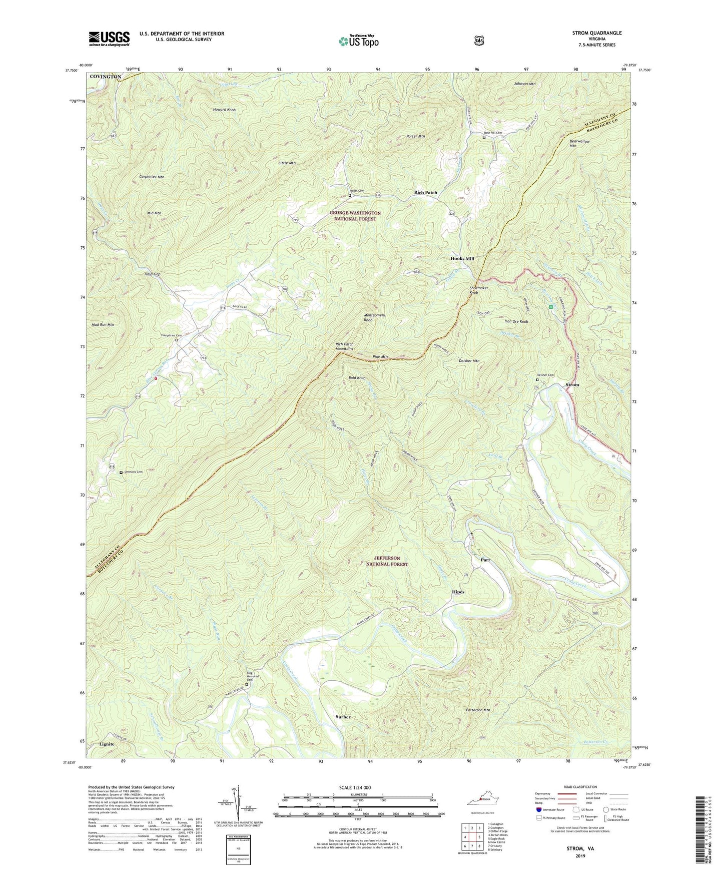 Strom Virginia US Topo Map Image