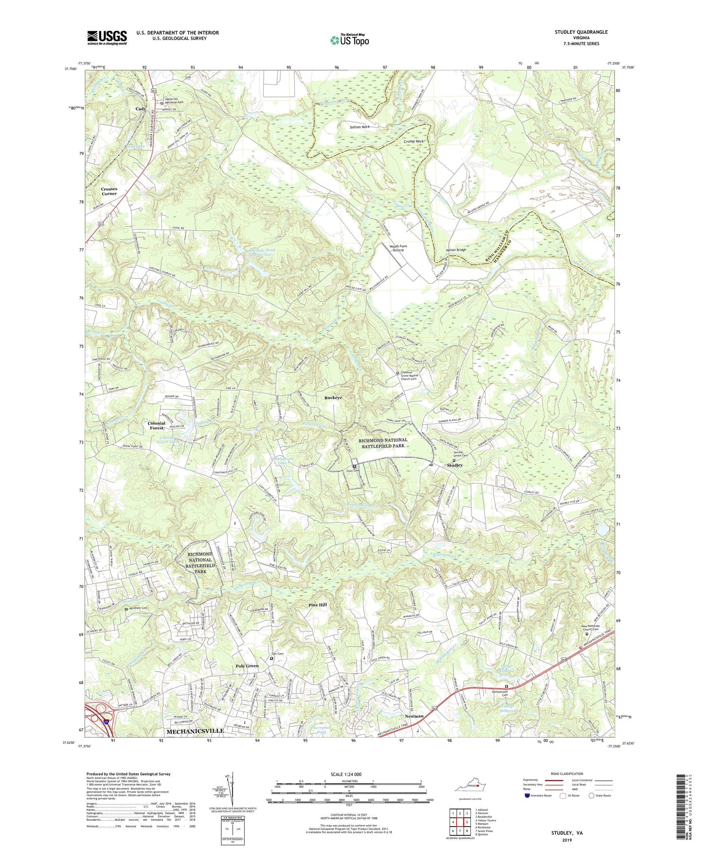 Studley Virginia US Topo Map Image