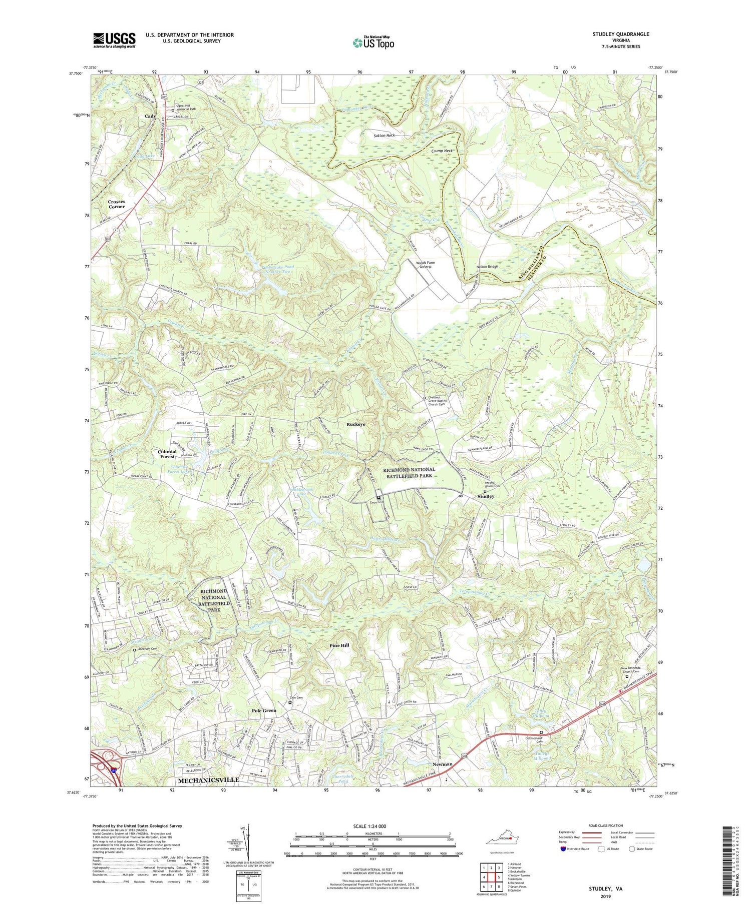 Studley Virginia US Topo Map Image