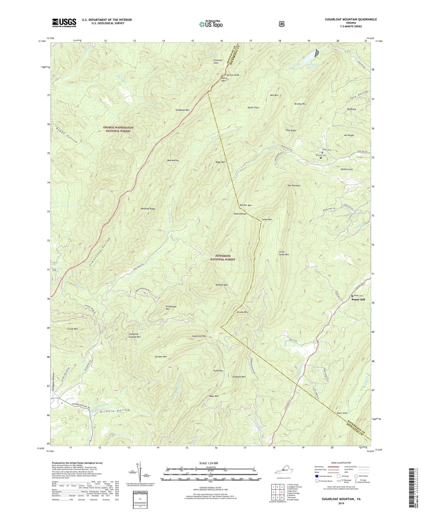 Sugarloaf Mountain Virginia US Topo Map Image