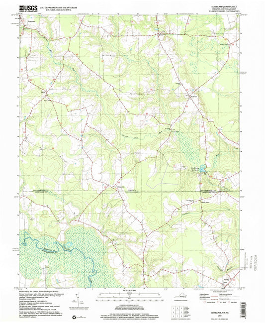 Classic USGS Sunbeam Virginia 7.5'x7.5' Topo Map Image