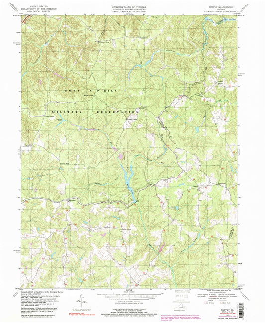Classic USGS Supply Virginia 7.5'x7.5' Topo Map Image