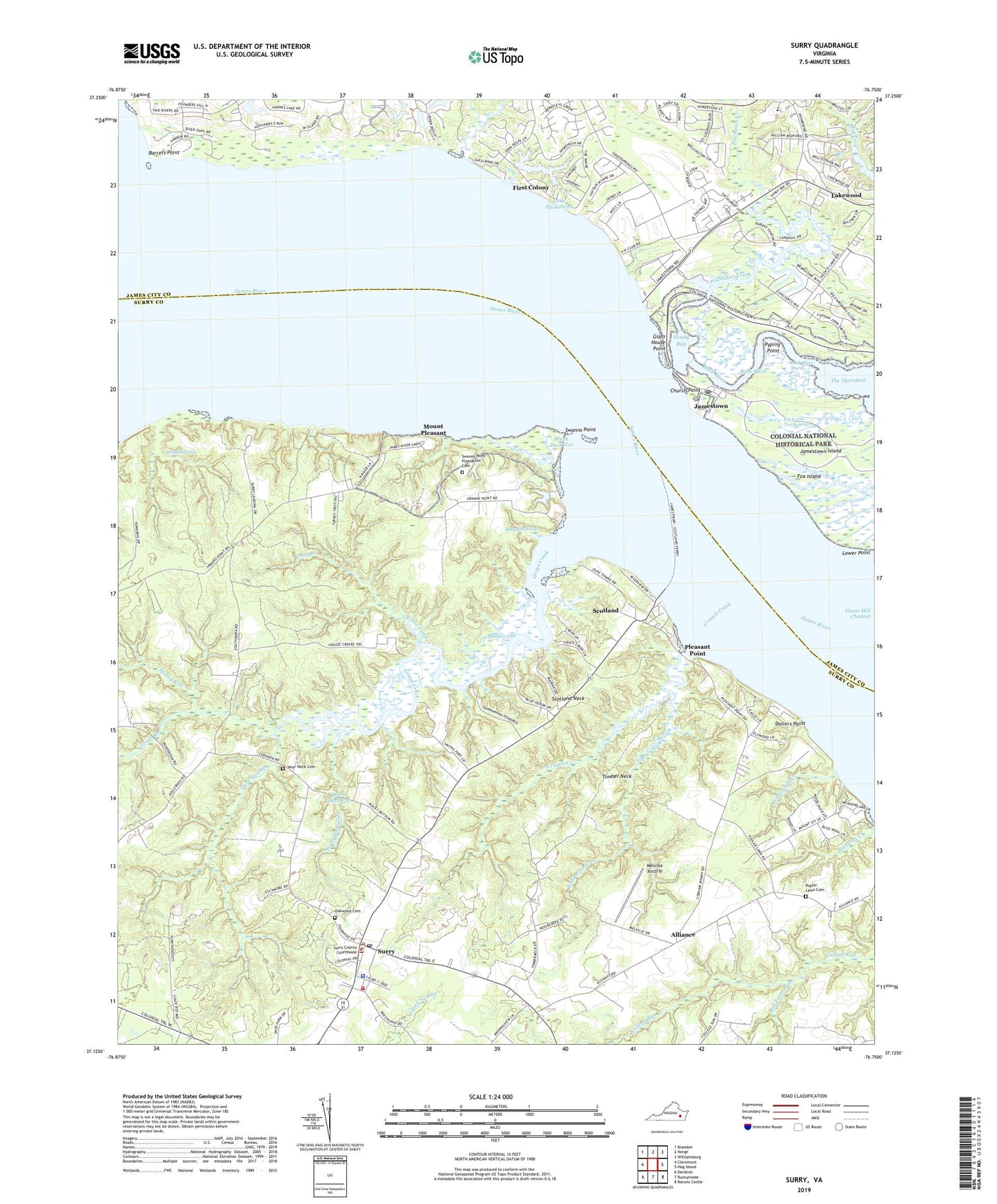 Surry Virginia US Topo Map Image