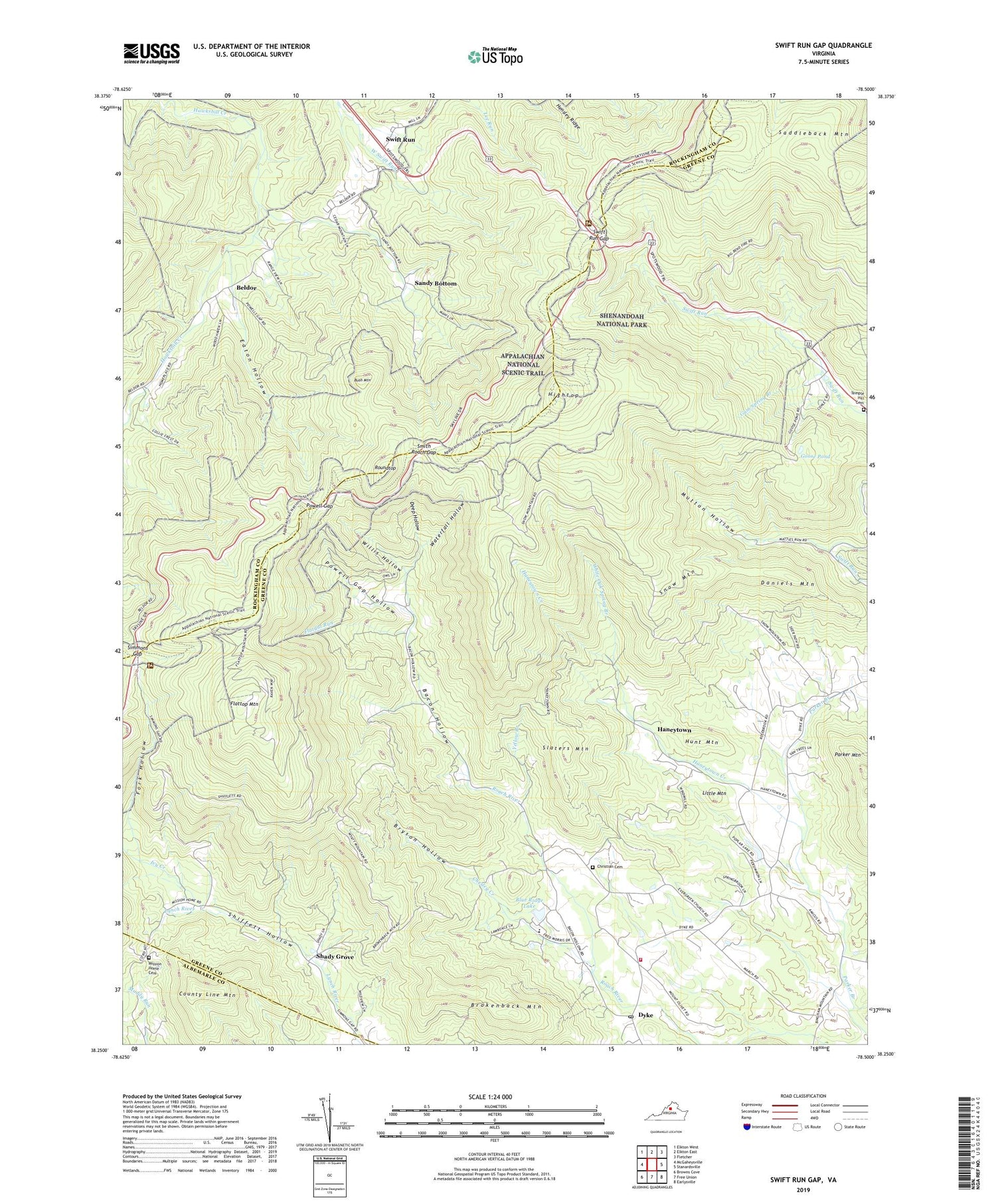 Swift Run Gap Virginia US Topo Map Image