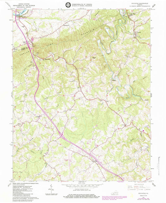 Classic USGS Sylvatus Virginia 7.5'x7.5' Topo Map Image