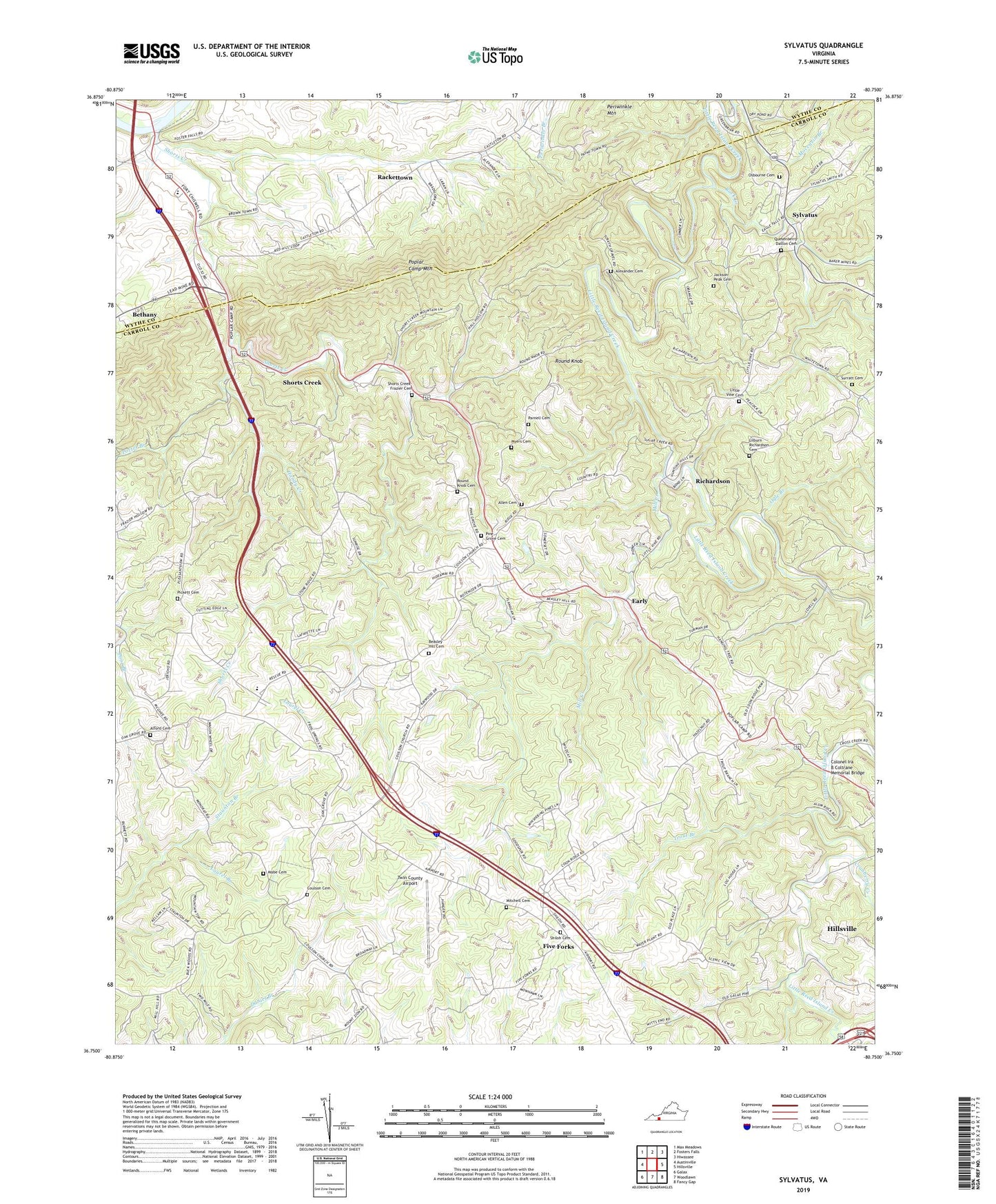 Sylvatus Virginia US Topo Map Image