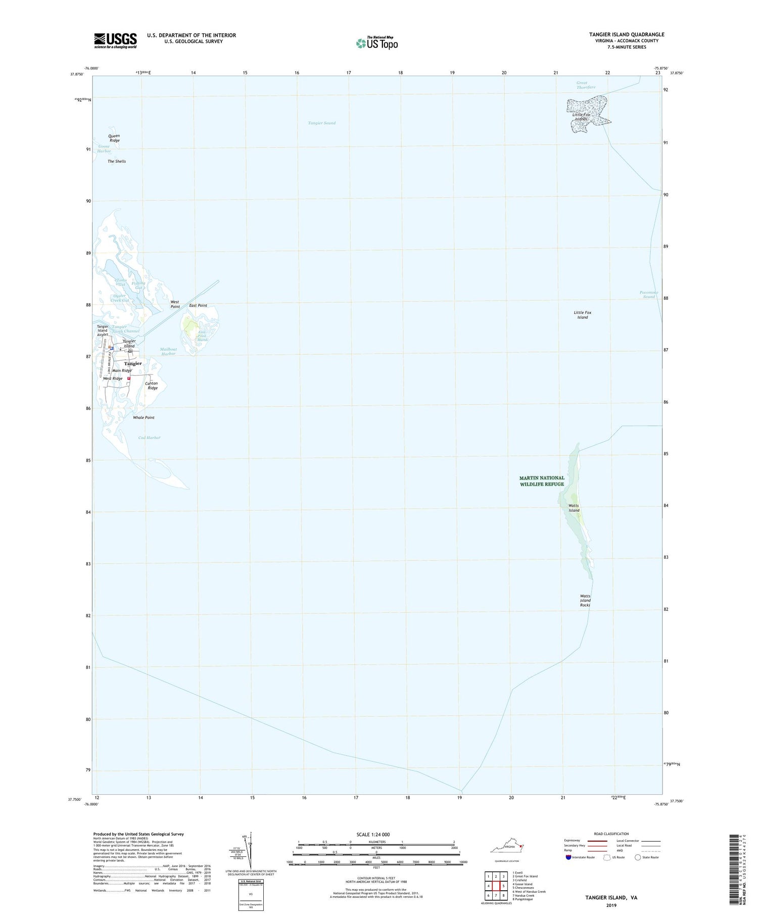Tangier Island Virginia US Topo Map Image