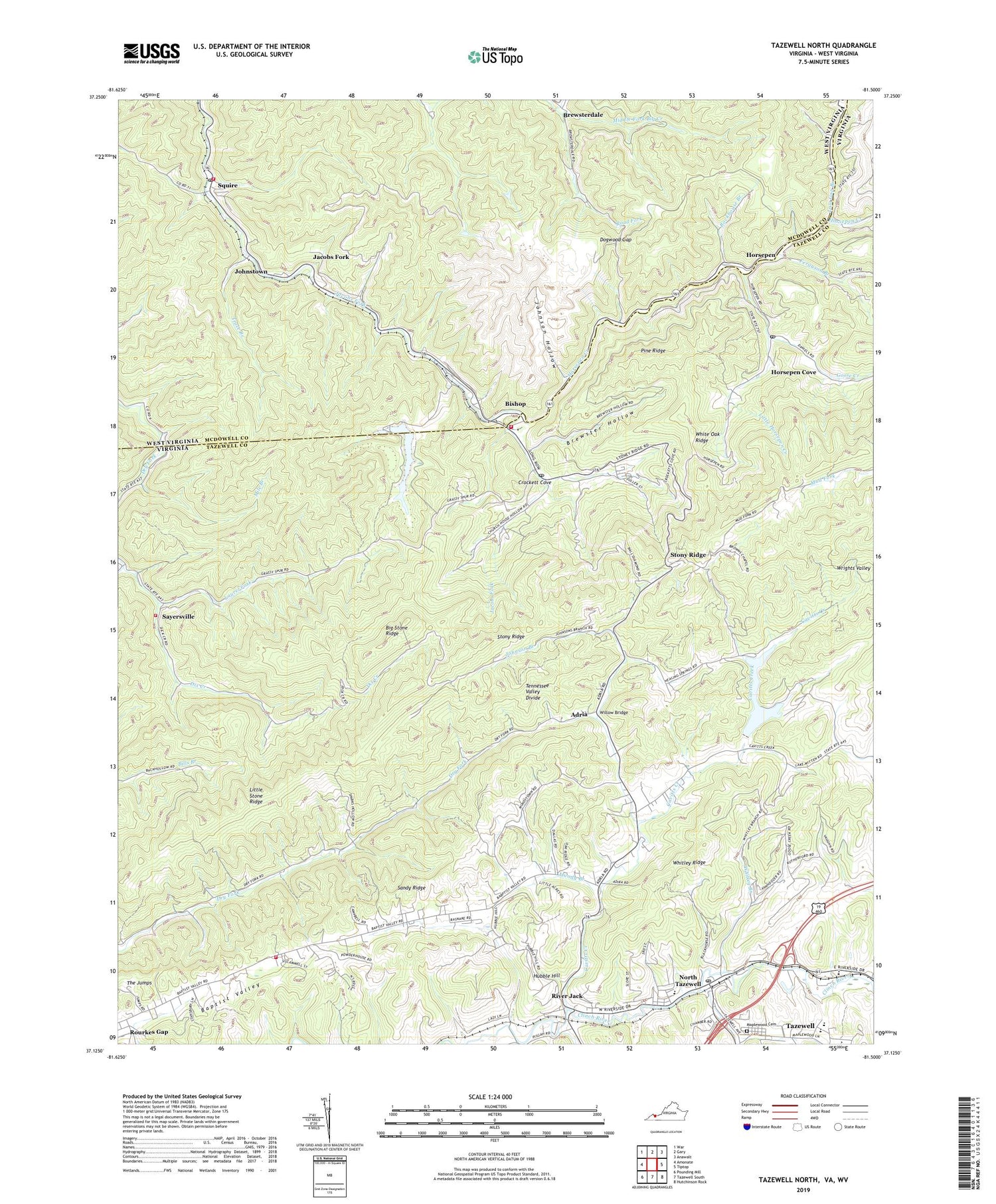 Tazewell North Virginia US Topo Map Image