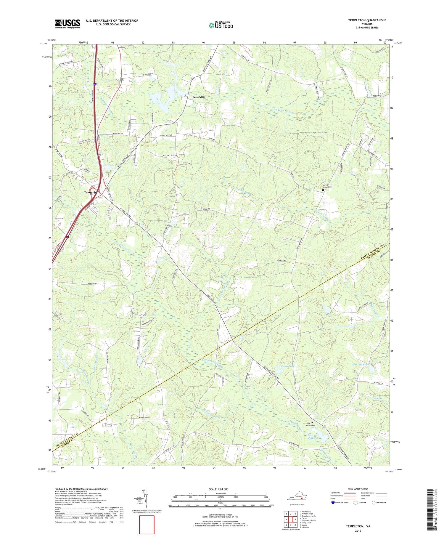 Templeton Virginia US Topo Map Image