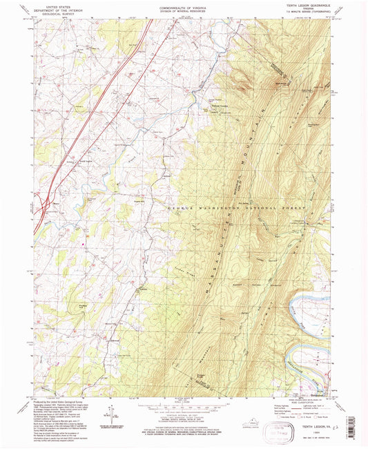 Classic USGS Tenth Legion Virginia 7.5'x7.5' Topo Map Image