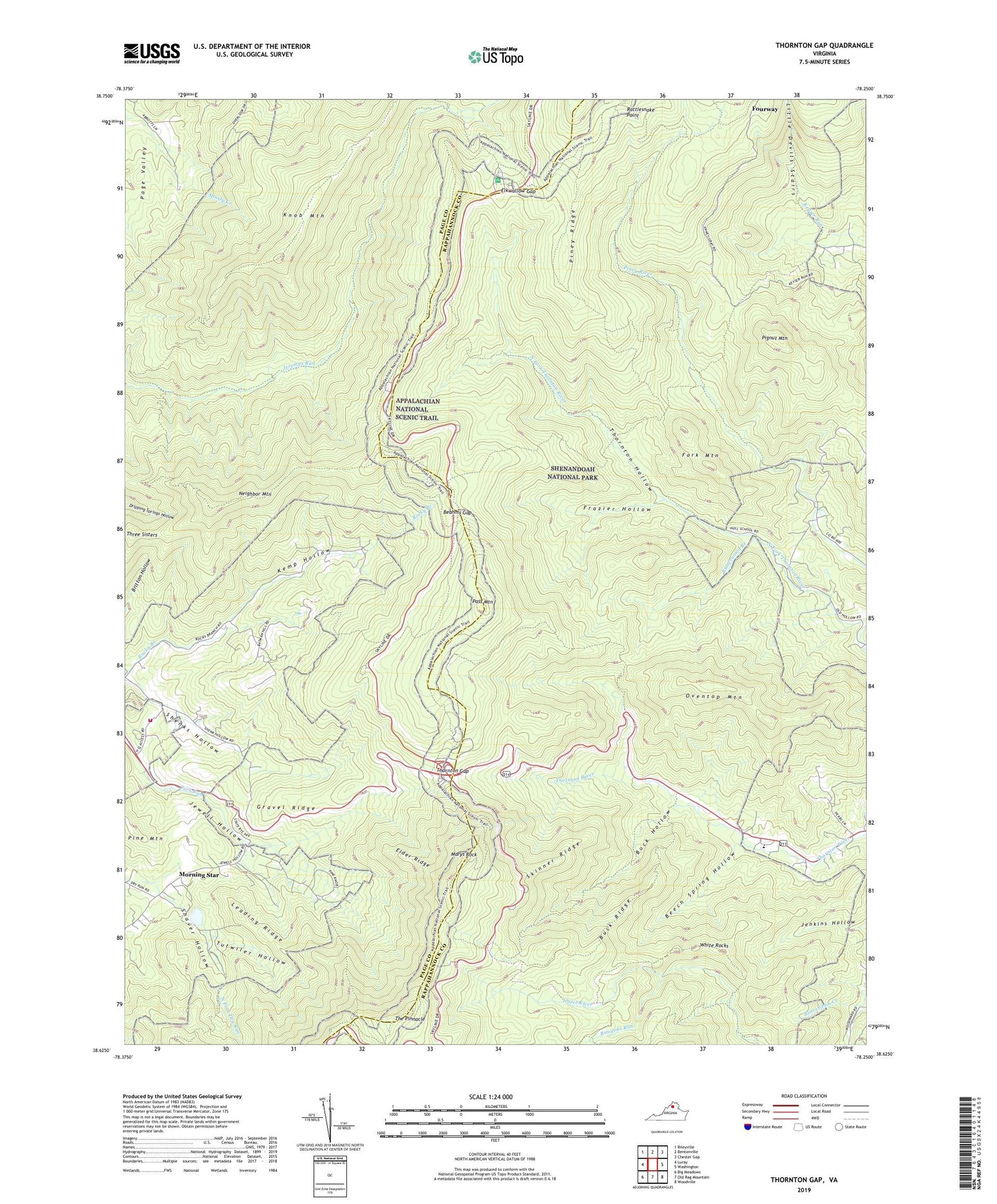 Thornton Gap Virginia US Topo Map Image