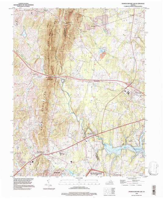 Classic USGS Thoroughfare Gap Virginia 7.5'x7.5' Topo Map Image