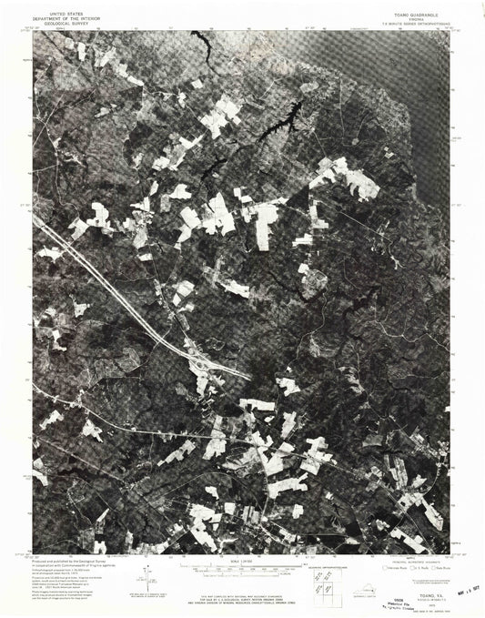Classic USGS Toano Virginia 7.5'x7.5' Topo Map Image