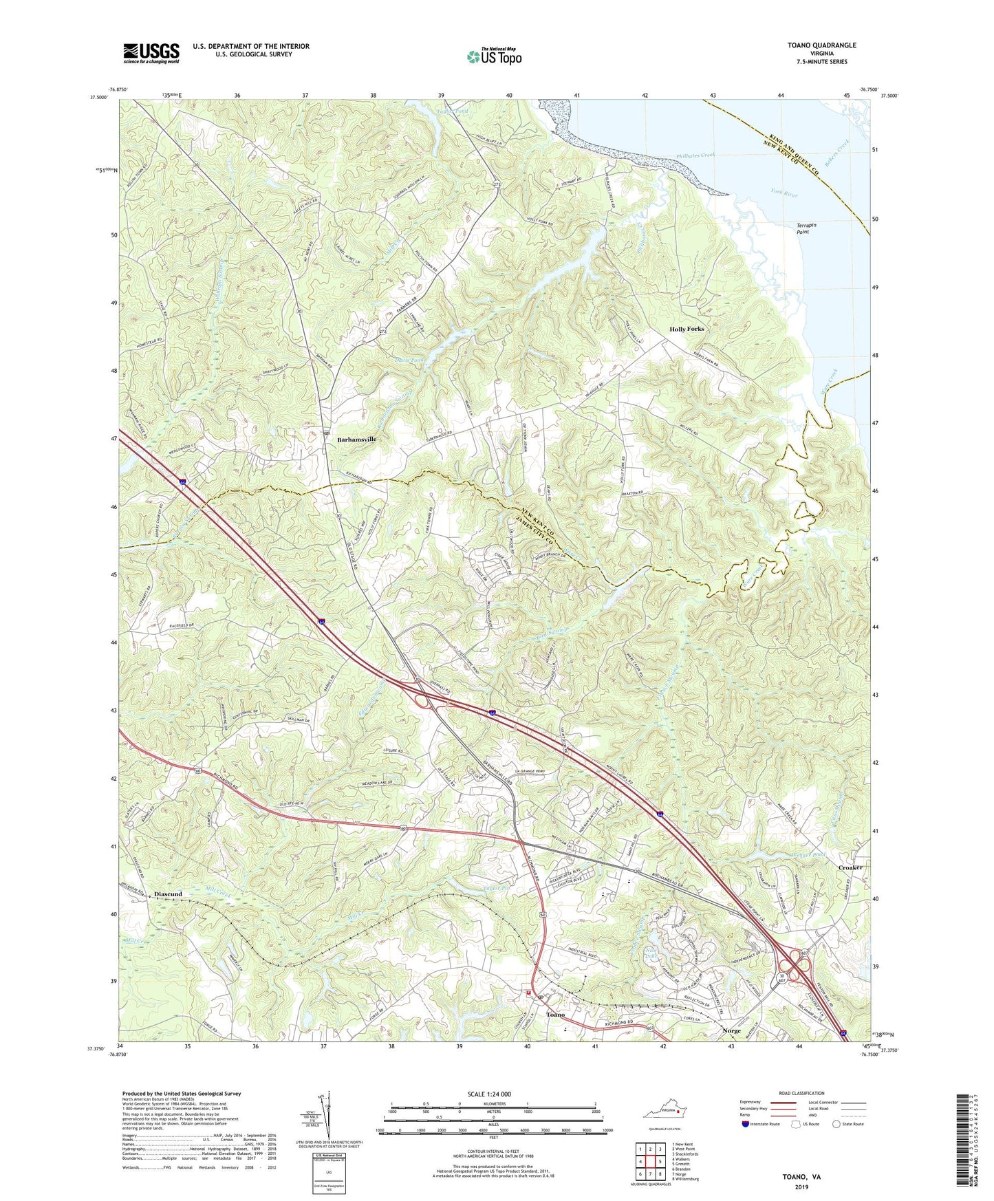 Toano Virginia US Topo Map Image