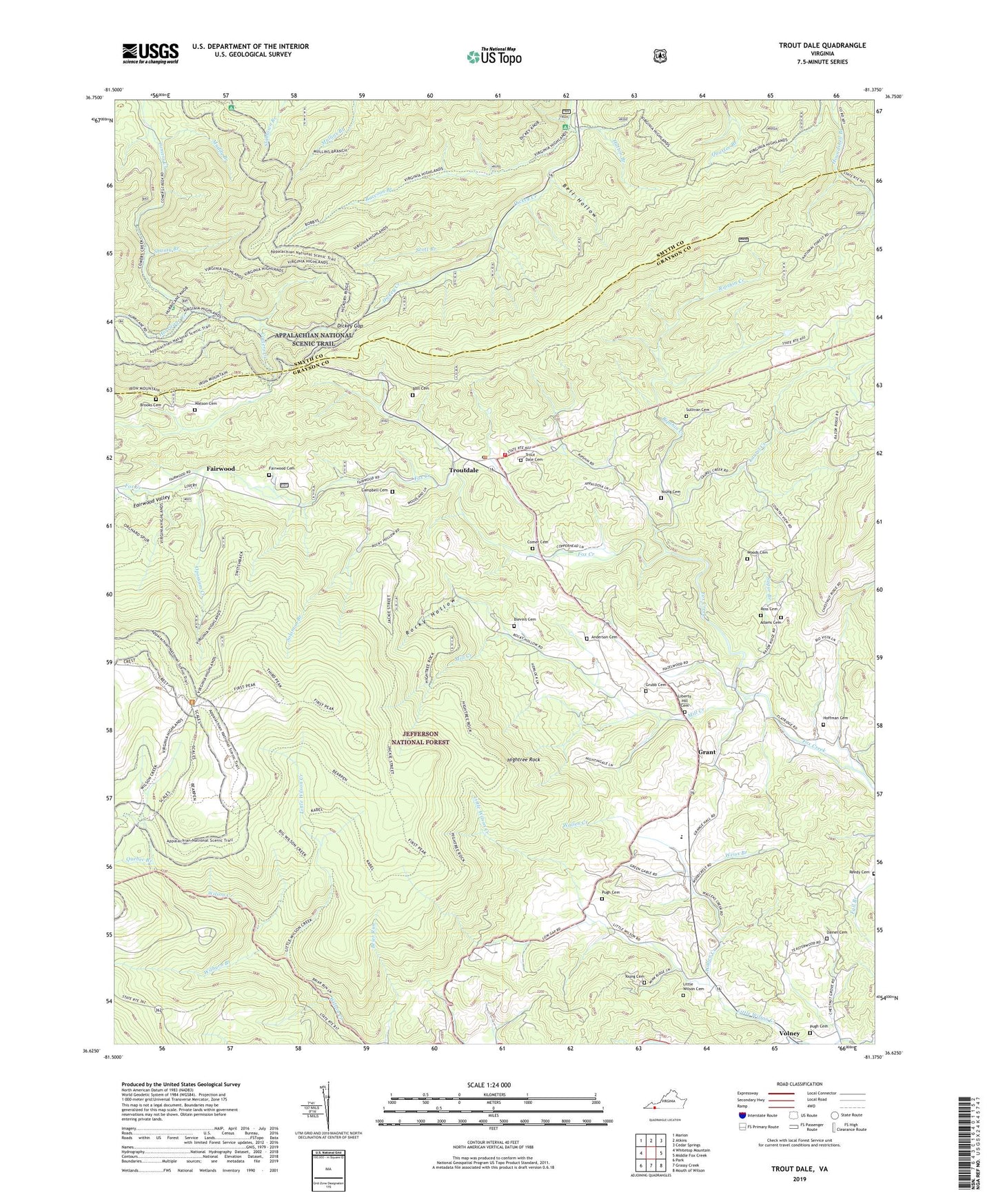 Trout Dale Virginia US Topo Map Image