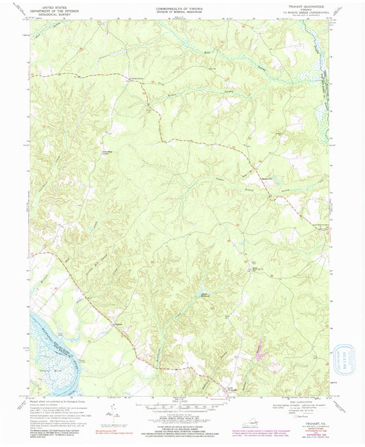 Classic USGS Truhart Virginia 7.5'x7.5' Topo Map Image