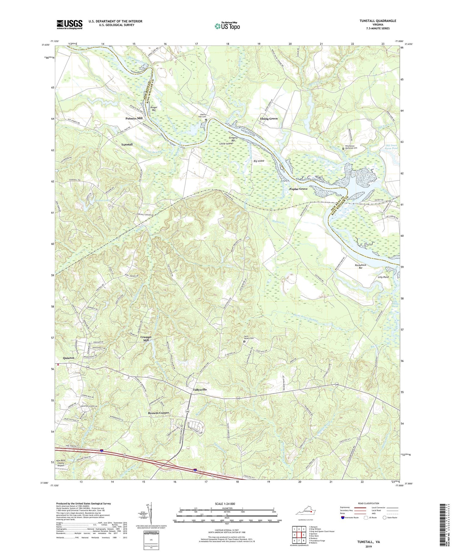Tunstall Virginia US Topo Map Image
