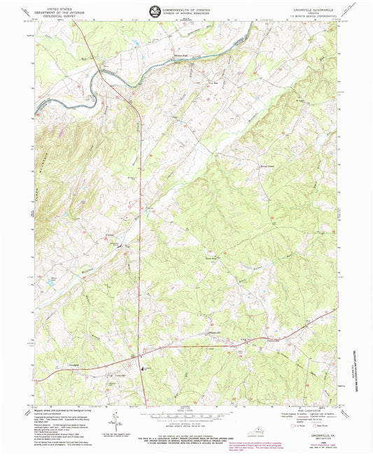 Classic USGS Unionville Virginia 7.5'x7.5' Topo Map Image