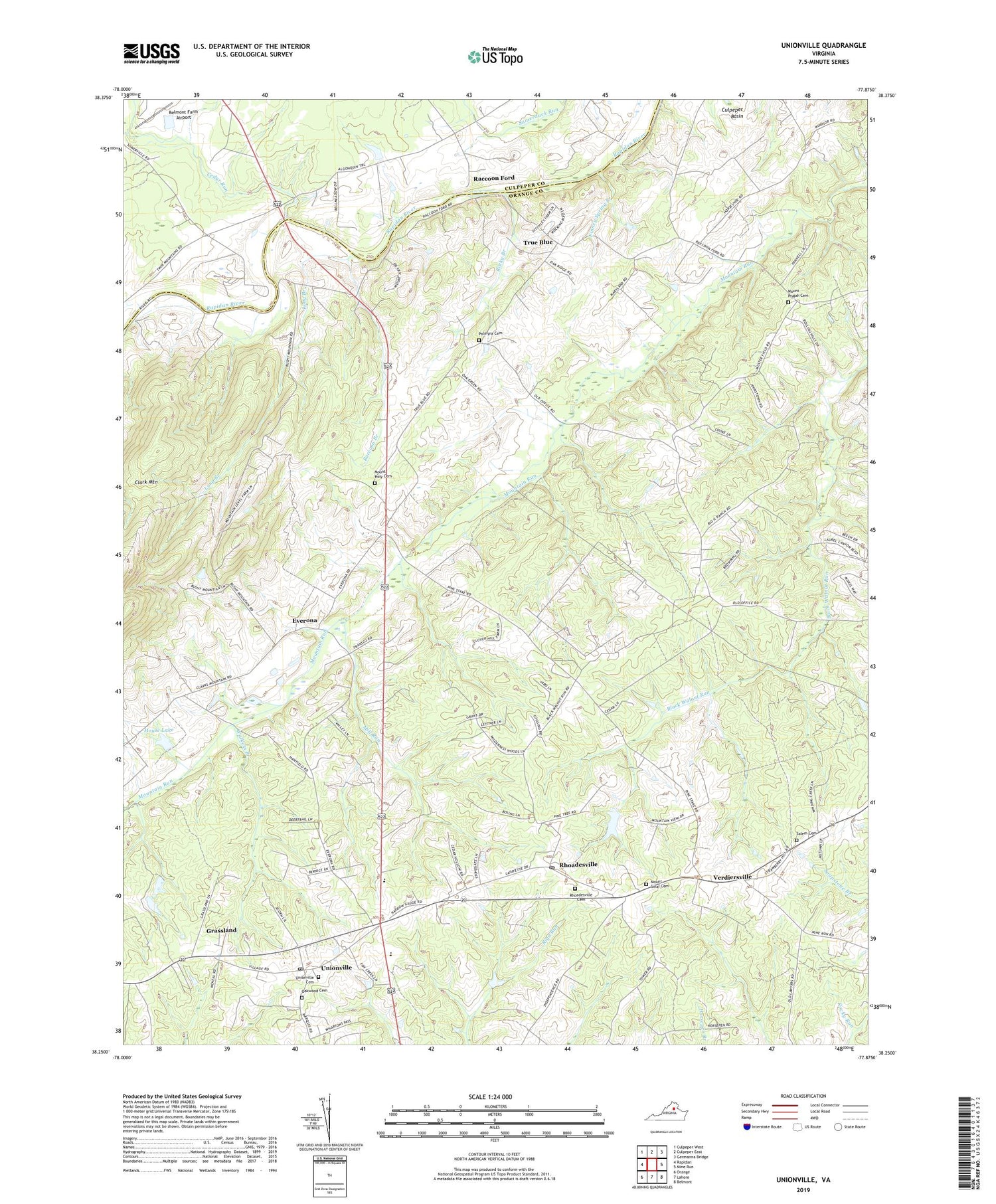 Unionville Virginia US Topo Map Image