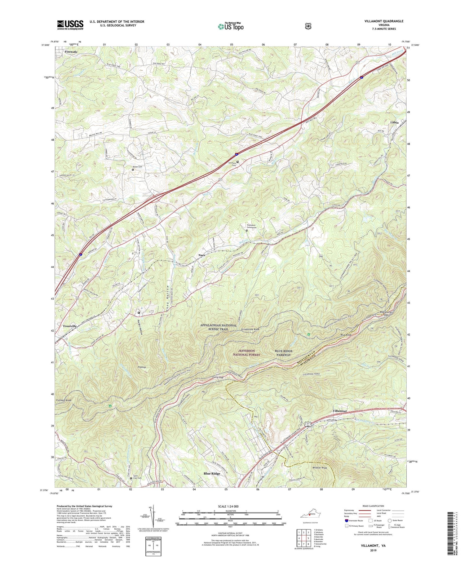 Villamont Virginia US Topo Map Image
