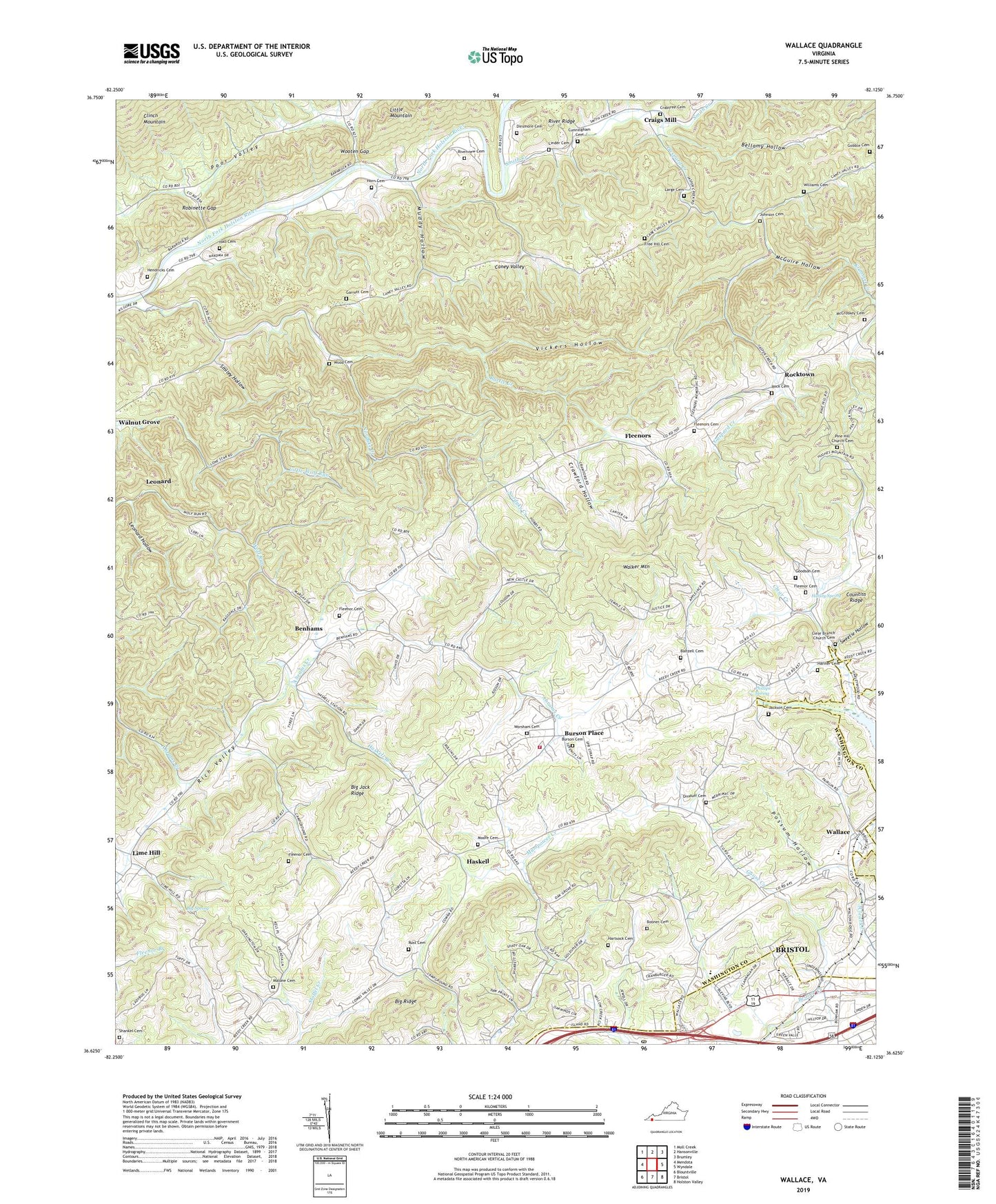 Wallace Virginia US Topo Map Image
