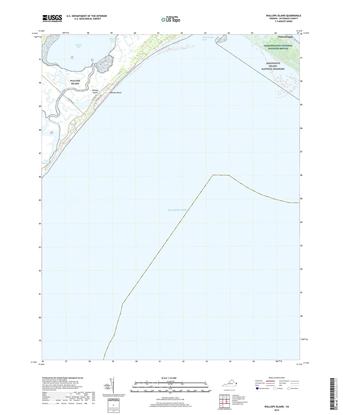 Wallops Island Virginia US Topo Map Image