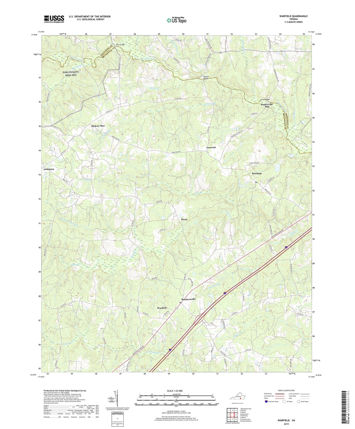 Warfield Virginia US Topo Map Image