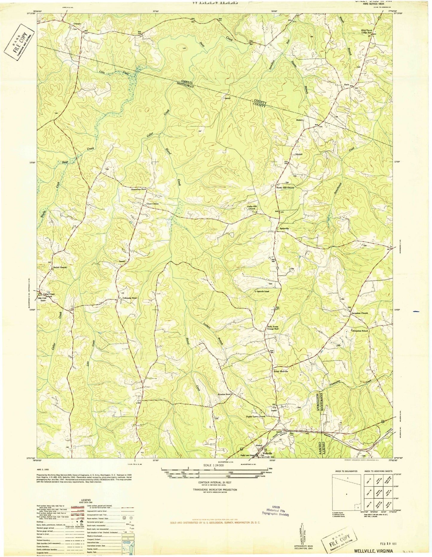 Classic USGS Wellville Virginia 7.5'x7.5' Topo Map Image