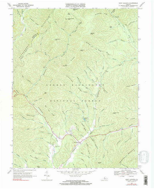 USGS Classic West Augusta Virginia 7.5'x7.5' Topo Map Image