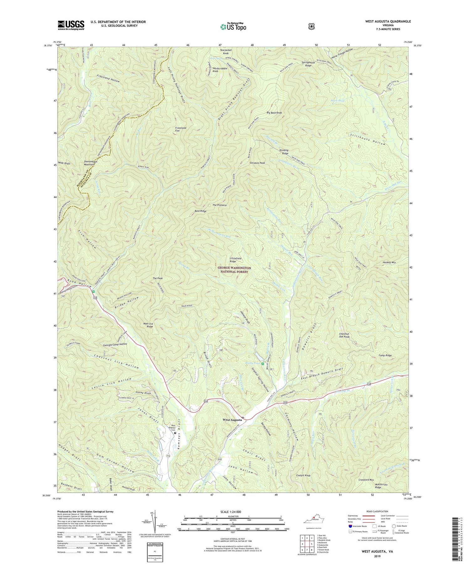 West Augusta Virginia US Topo Map Image