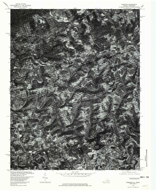 Classic USGS Wheeler Virginia 7.5'x7.5' Topo Map Image