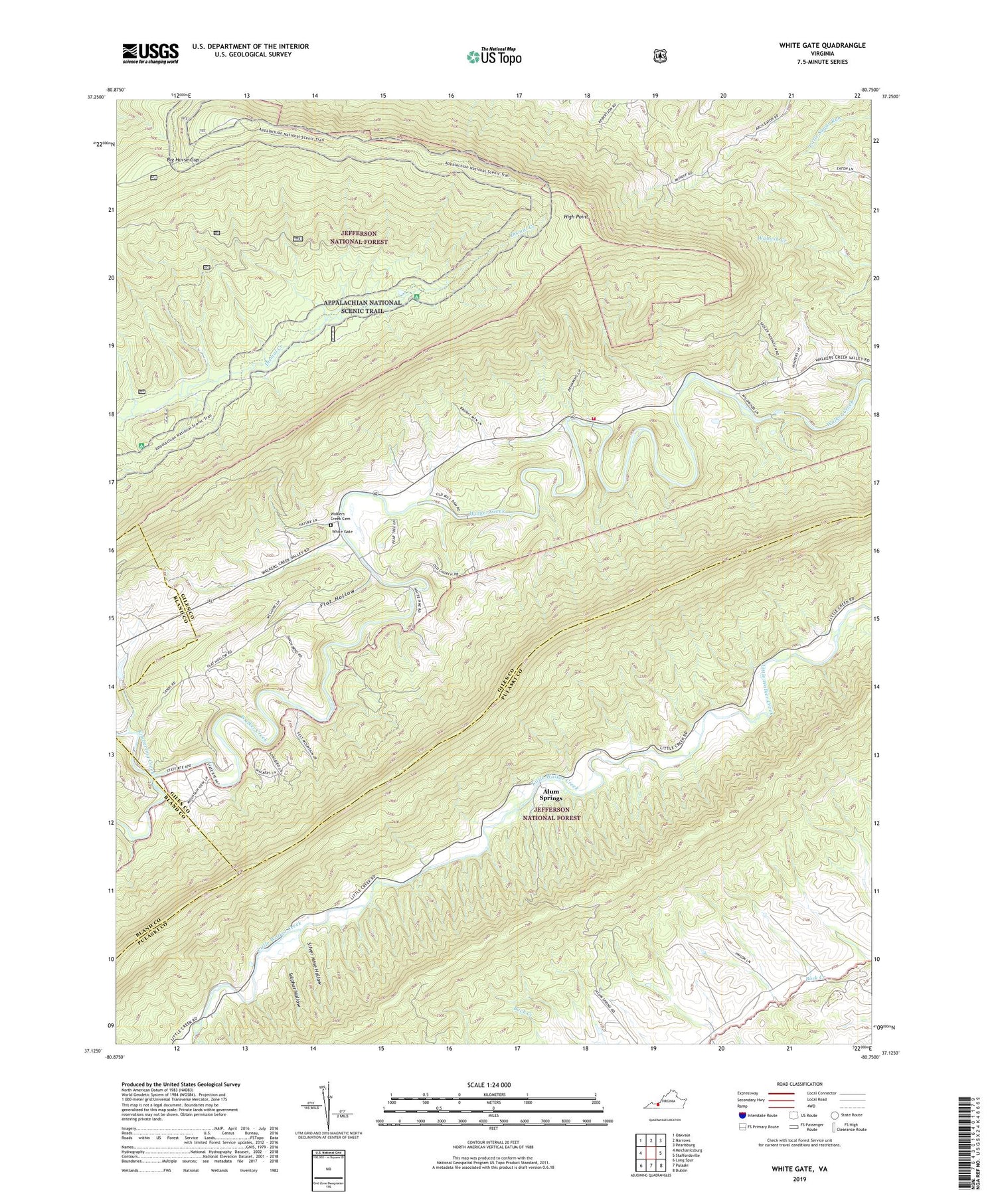 White Gate Virginia US Topo Map Image