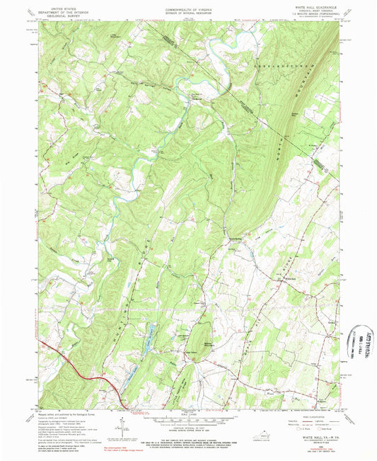 Classic USGS White Hall Virginia 7.5'x7.5' Topo Map Image