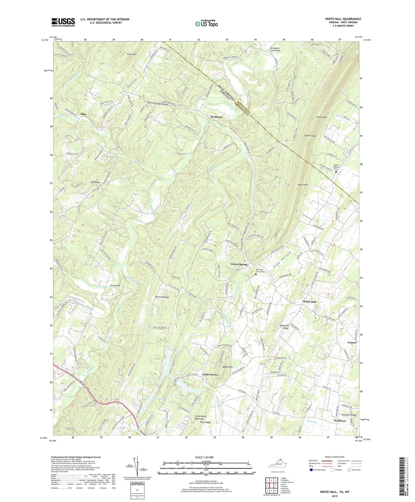 White Hall Virginia US Topo Map Image