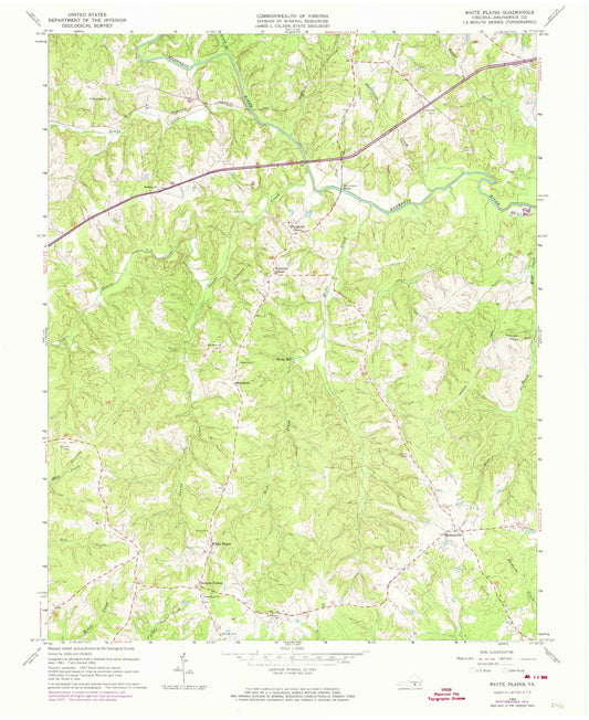 Classic USGS White Plains Virginia 7.5'x7.5' Topo Map Image