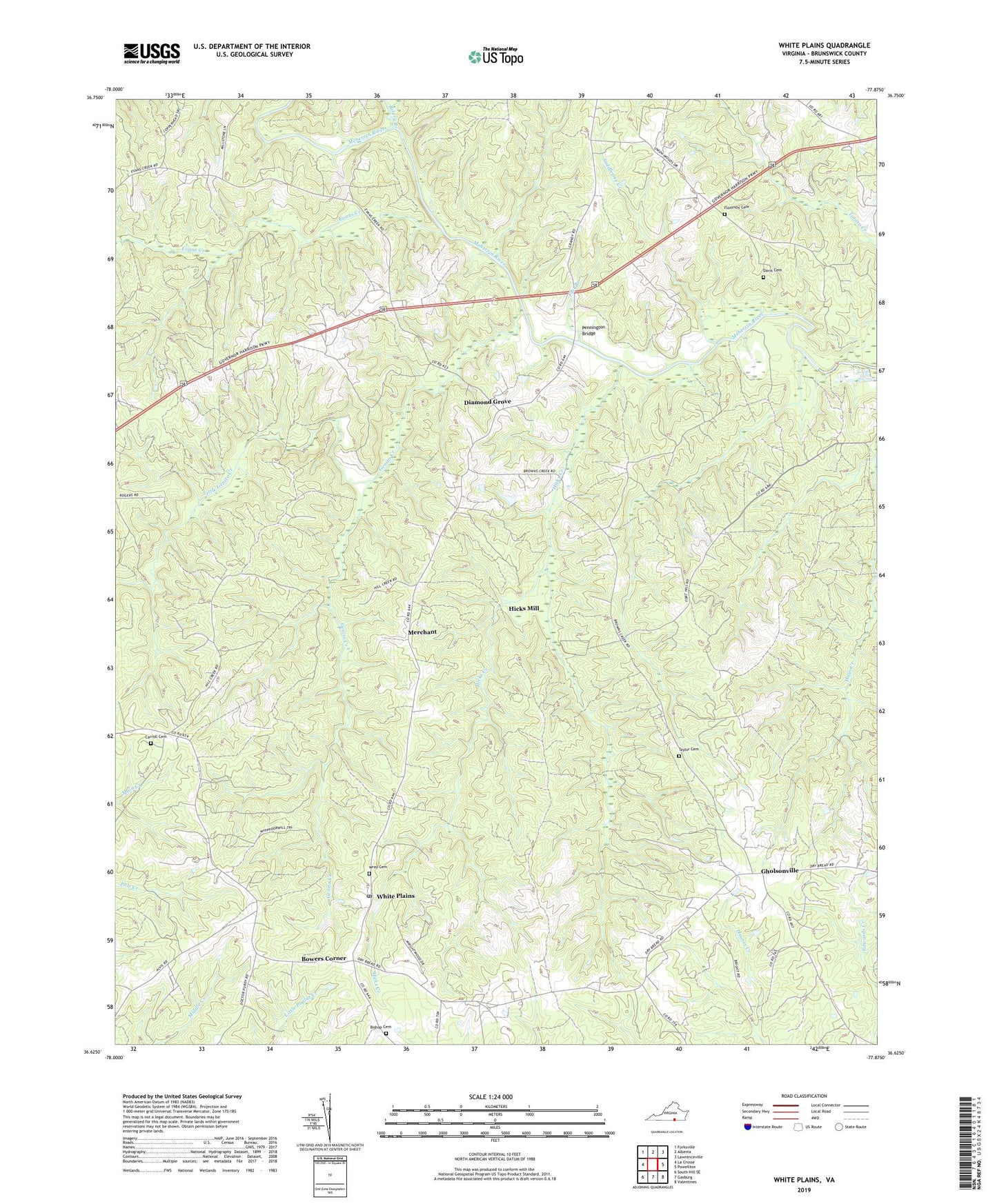 White Plains Virginia US Topo Map Image