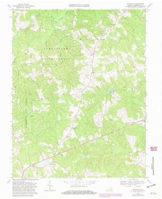 Classic USGS Whiteville Virginia 7.5'x7.5' Topo Map Image