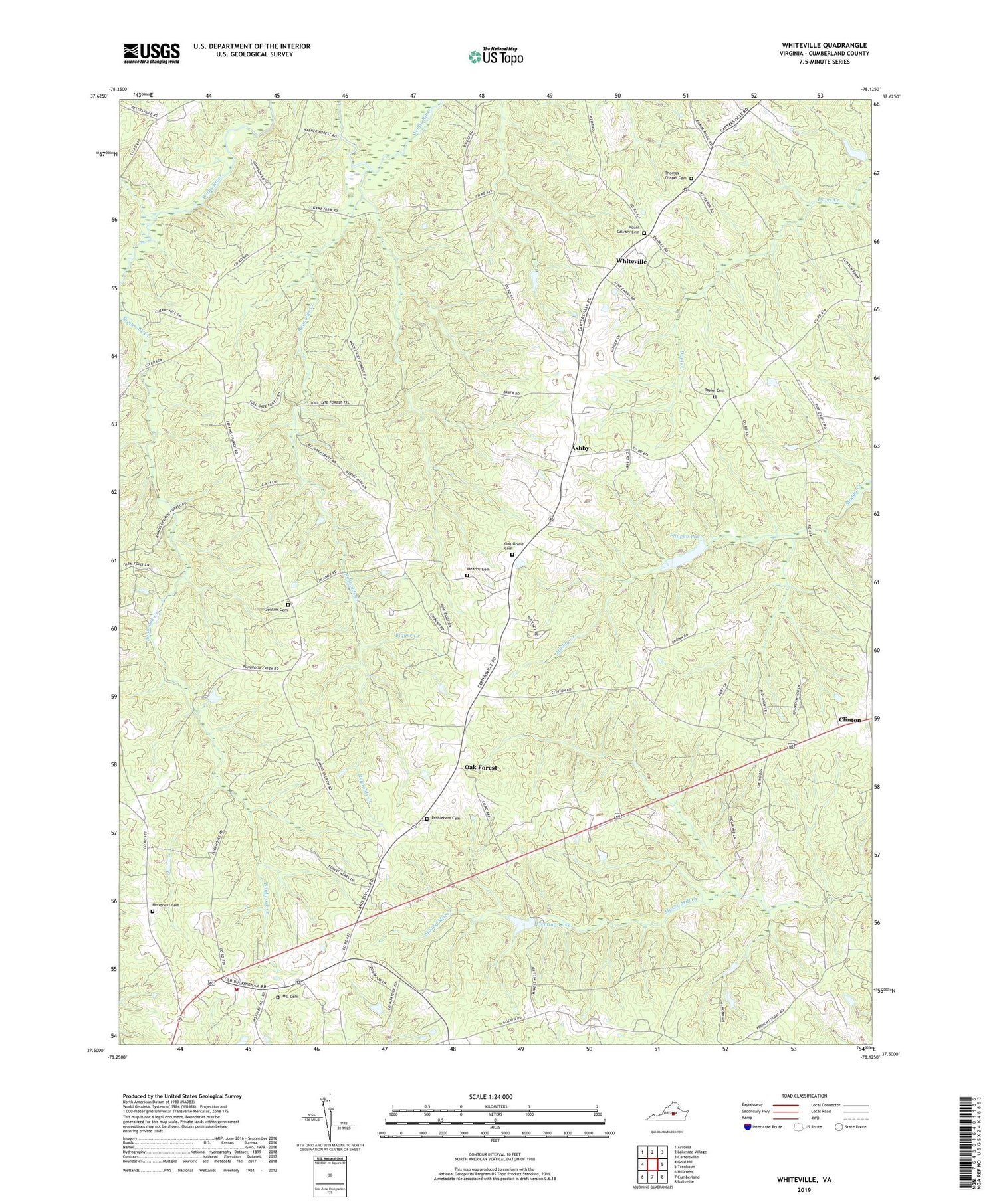 Whiteville Virginia US Topo Map Image
