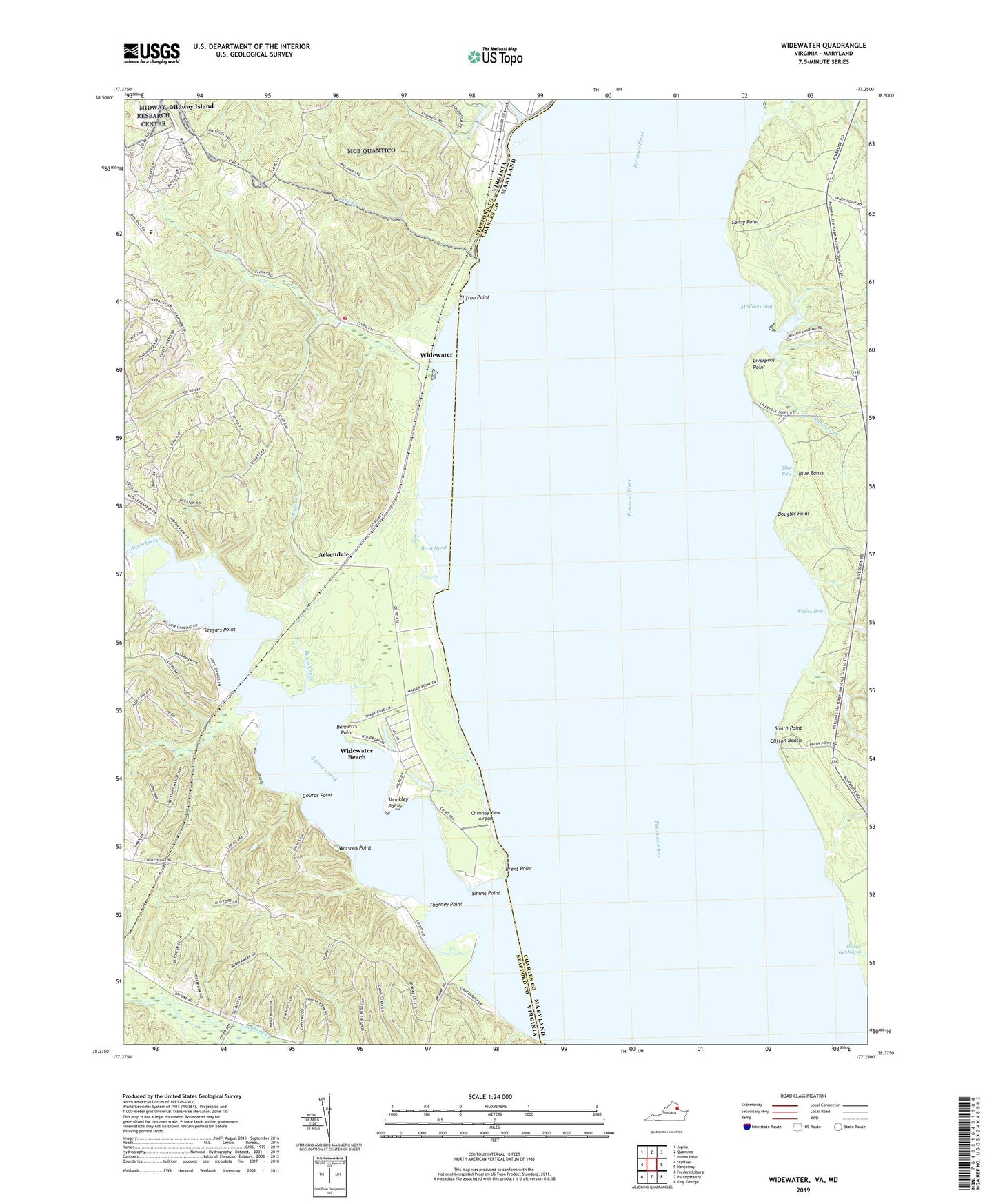 Widewater Virginia US Topo Map Image