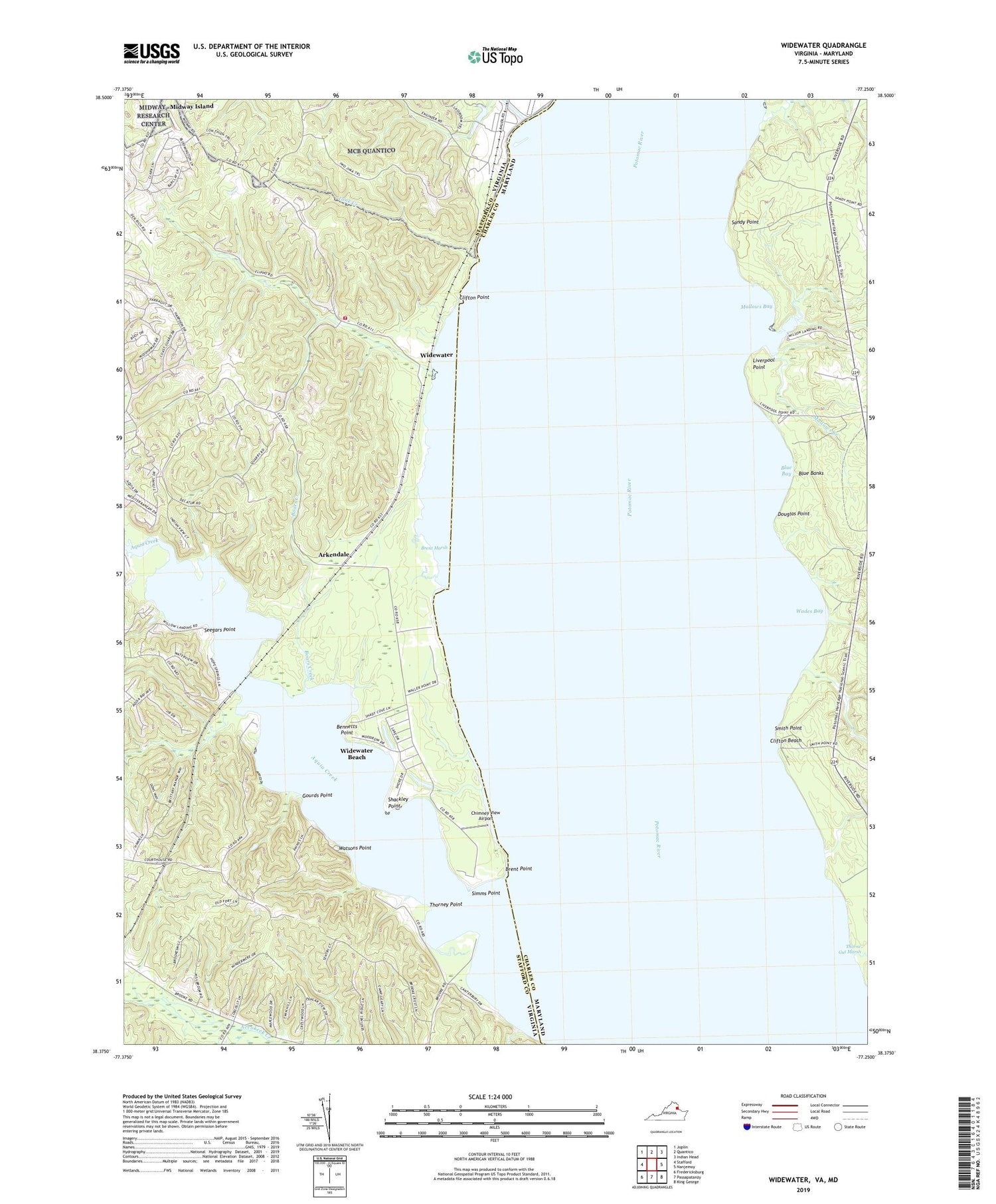 Widewater Virginia US Topo Map Image