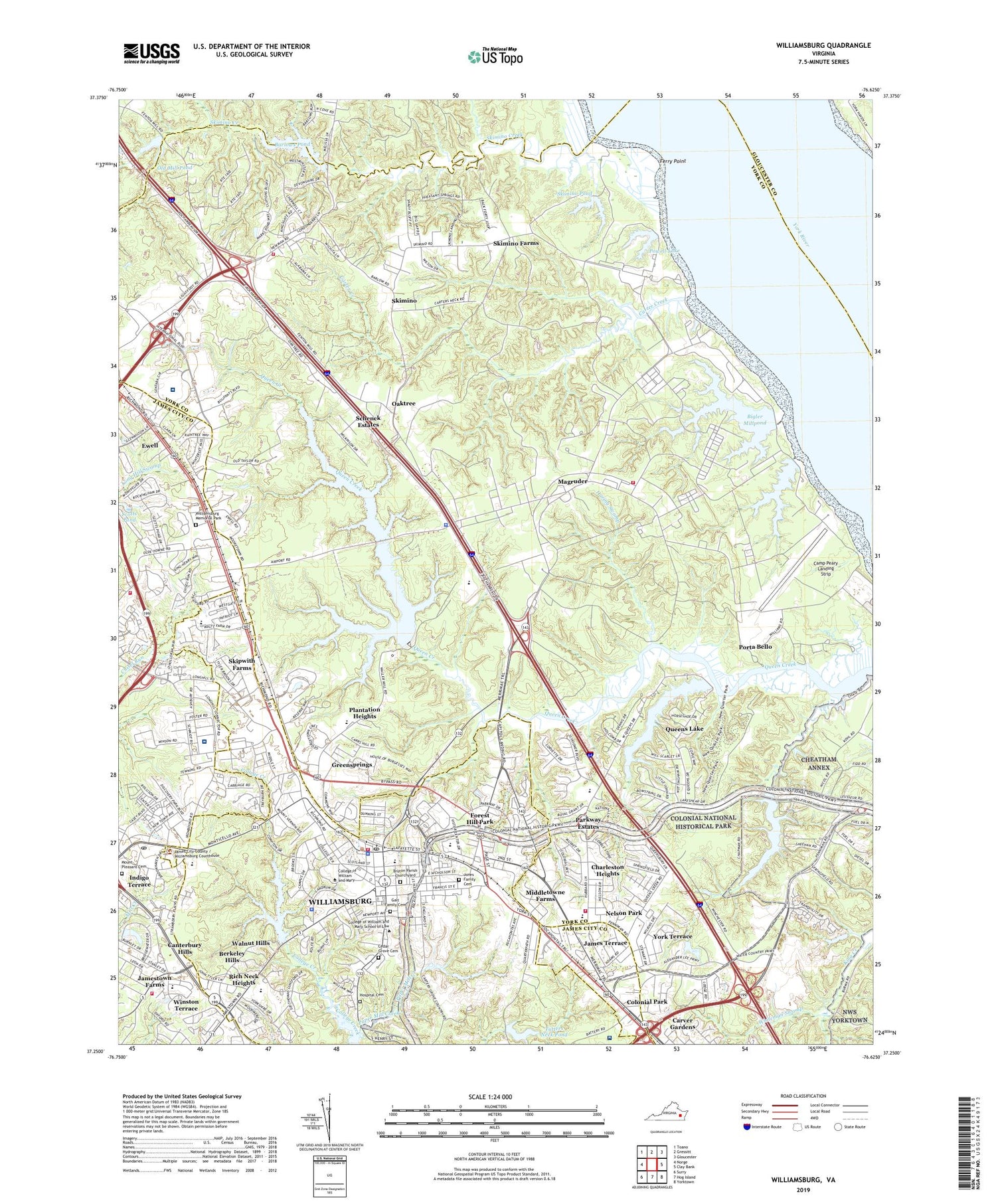 Williamsburg Virginia US Topo Map Image