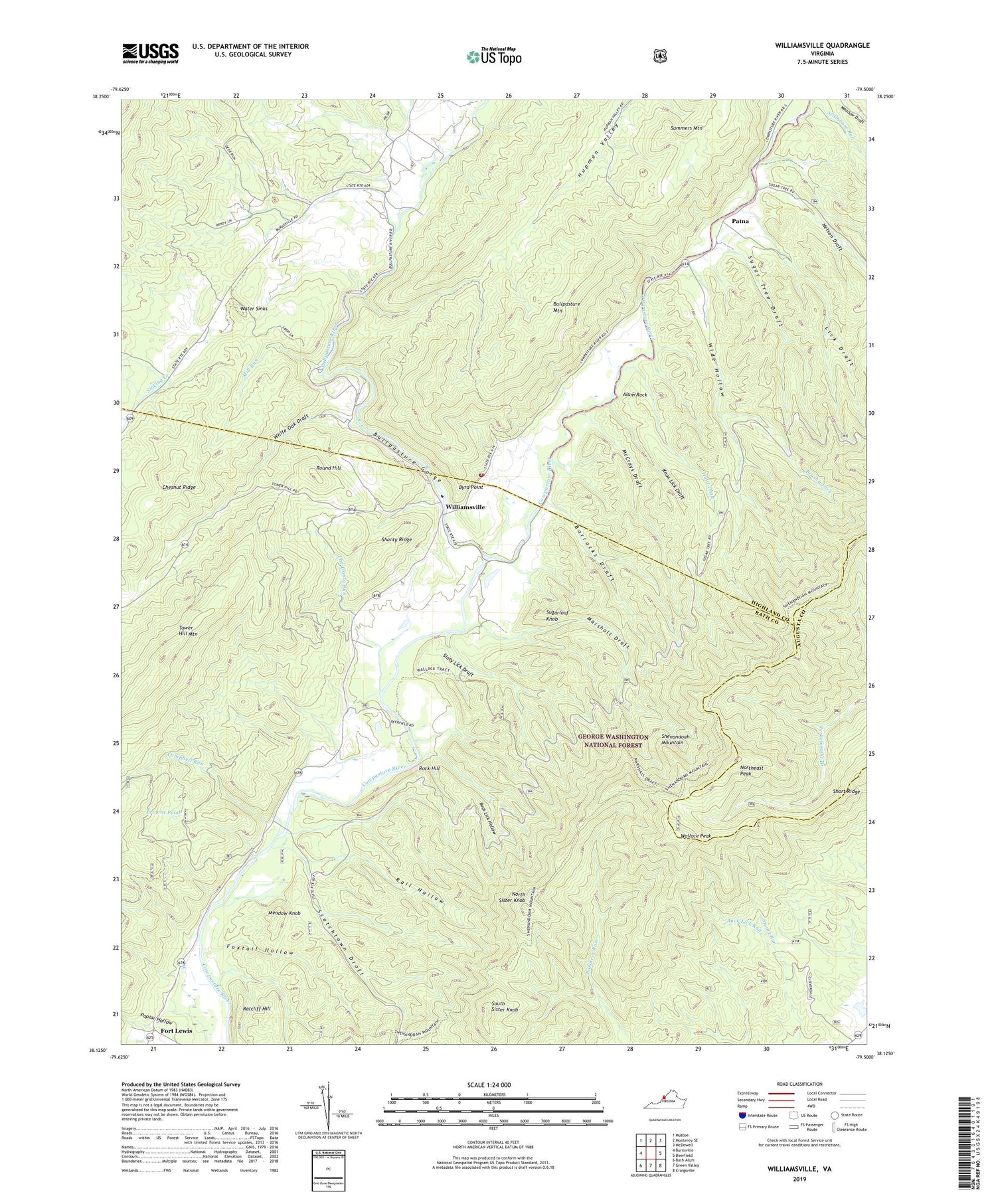 Williamsville Virginia US Topo Map Image
