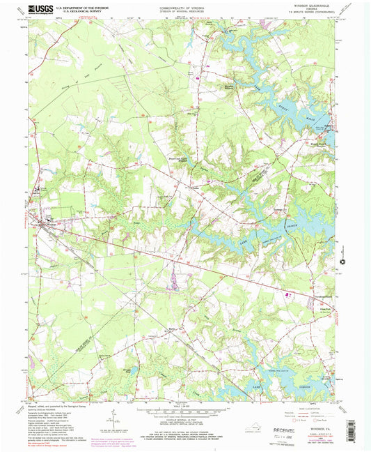 Classic USGS Windsor Virginia 7.5'x7.5' Topo Map Image