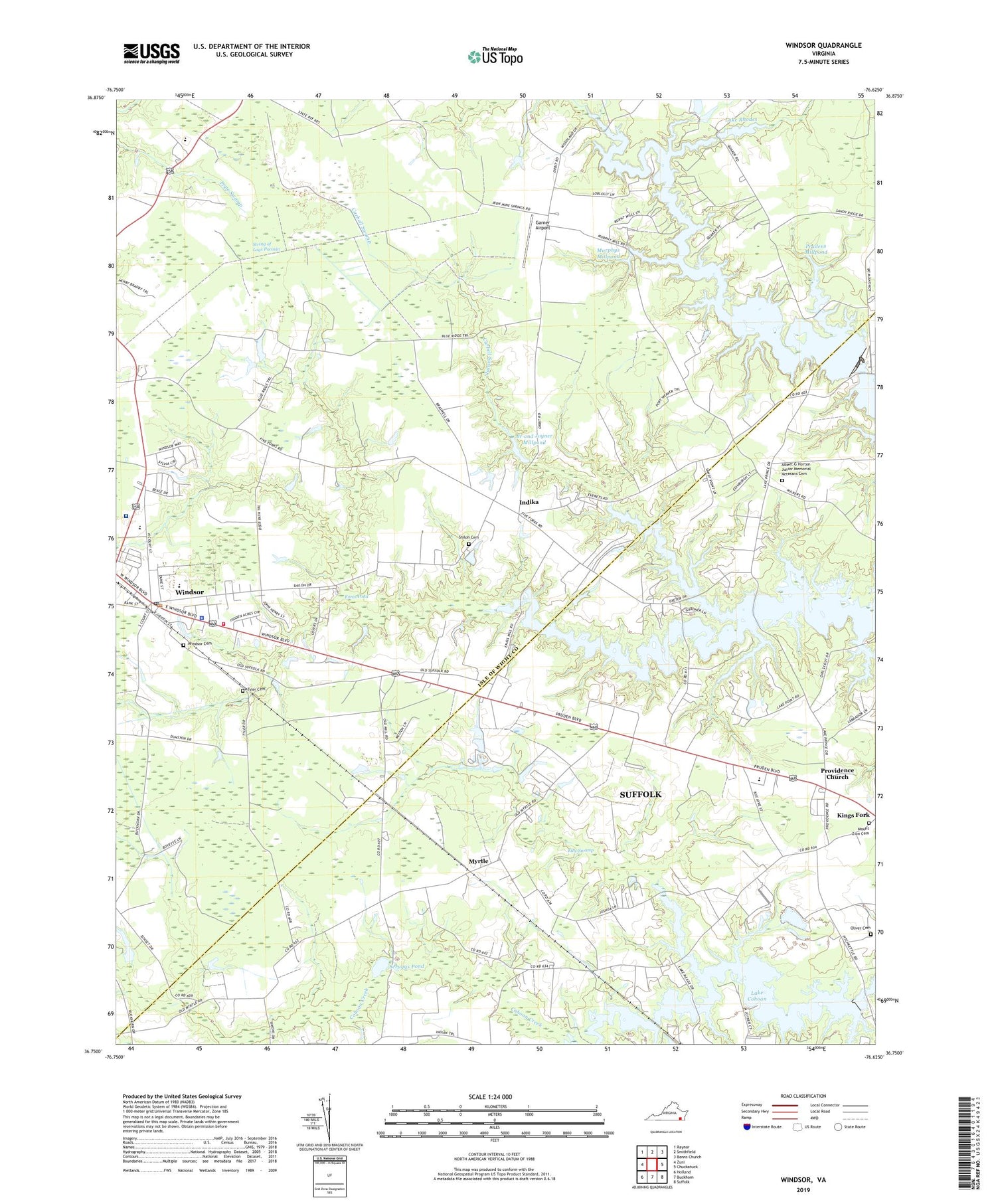 Windsor Virginia US Topo Map Image