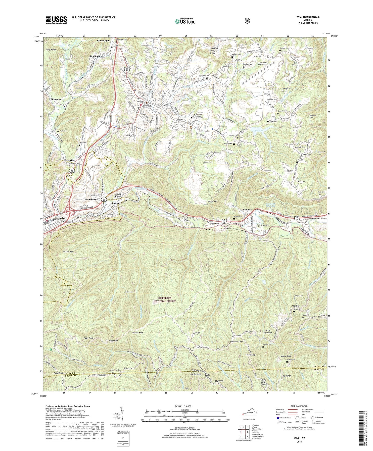 Wise Virginia US Topo Map Image