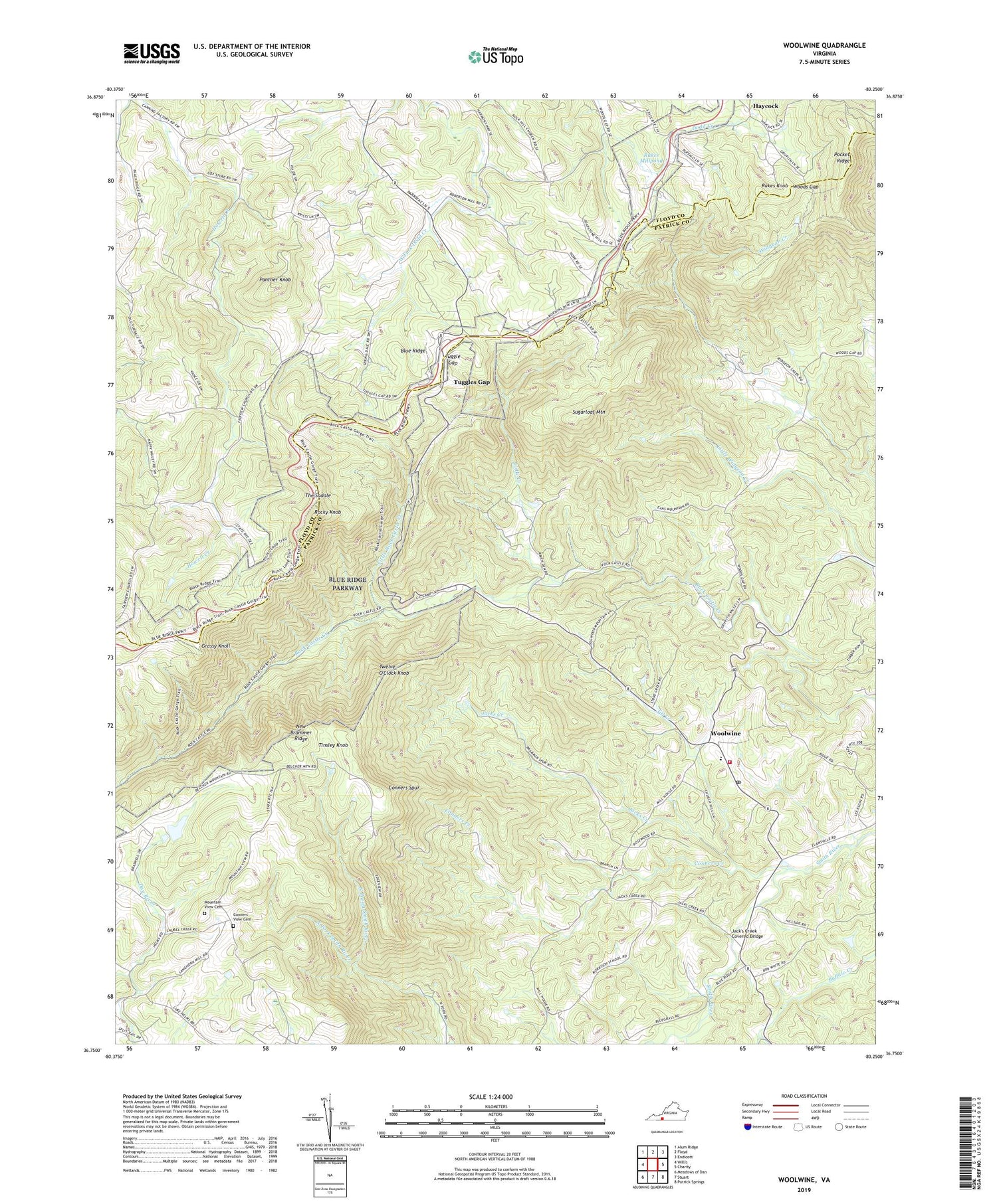 Woolwine Virginia US Topo Map Image
