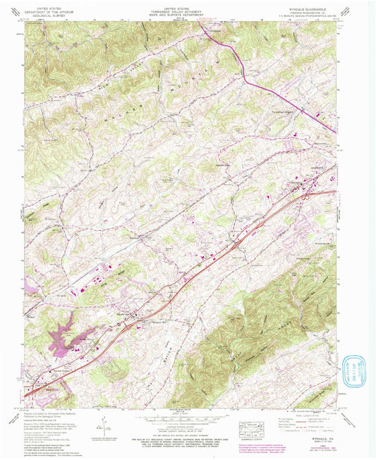 Classic USGS Wyndale Virginia 7.5'x7.5' Topo Map Image