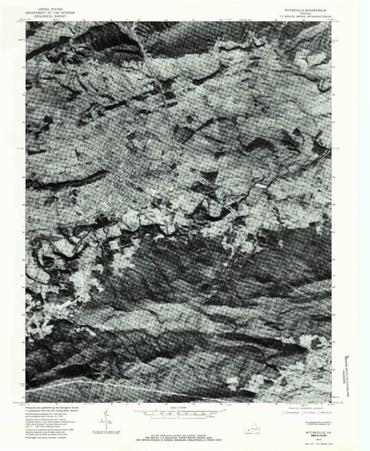 Classic USGS Wytheville Virginia 7.5'x7.5' Topo Map Image