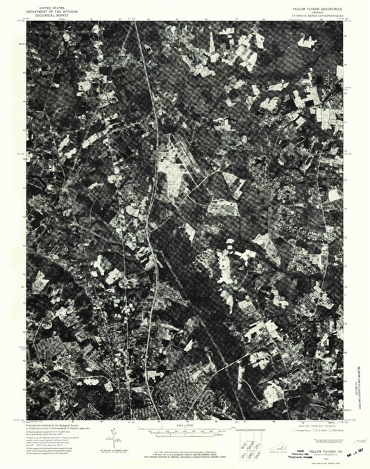 Classic USGS Yellow Tavern Virginia 7.5'x7.5' Topo Map Image
