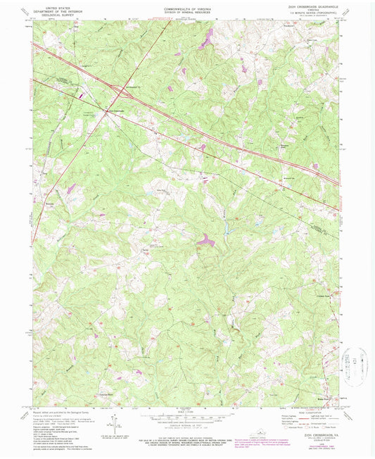 Classic USGS Zion Crossroads Virginia 7.5'x7.5' Topo Map Image
